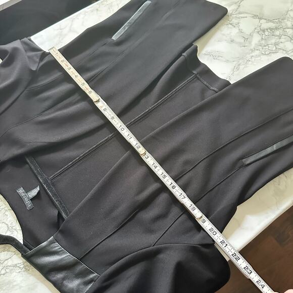 Eileen Fisher Leather & Ponte Knit Open Front Black‎ Blazer Women’s Size Medium - Picture 8 of 11